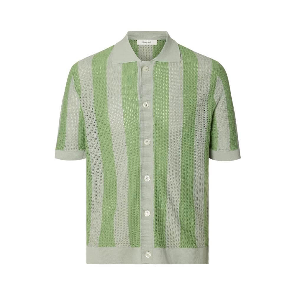 Selected Shane Short Sleeve Open Structure Polo Cardigan